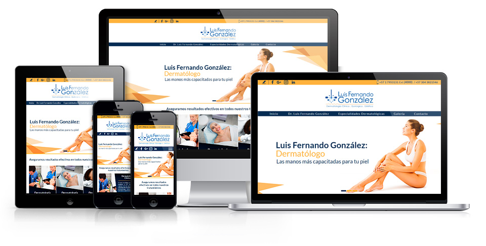 Versiones adaptables de sitio de dermatólogo en Bogotá